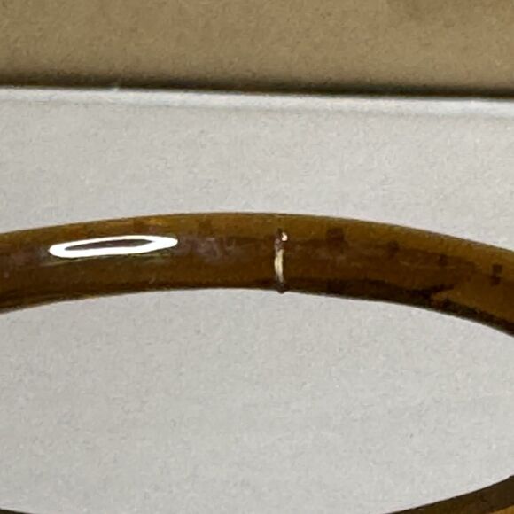 Vintage Translucent Brown Lucite Bangle Bracelet Spacer White Polka Dots - Picture 5 of 10